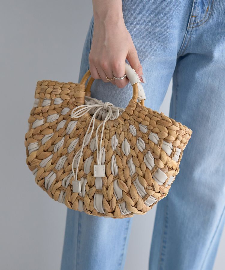 YECCA VECCA「【cache cache】バンクワンコンビラウンドカゴバッグ」|その他|Ivory