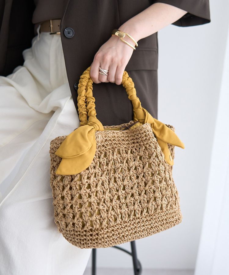 YECCA VECCA「【cache cache】リボン柄編みトート」|トートバッグ|