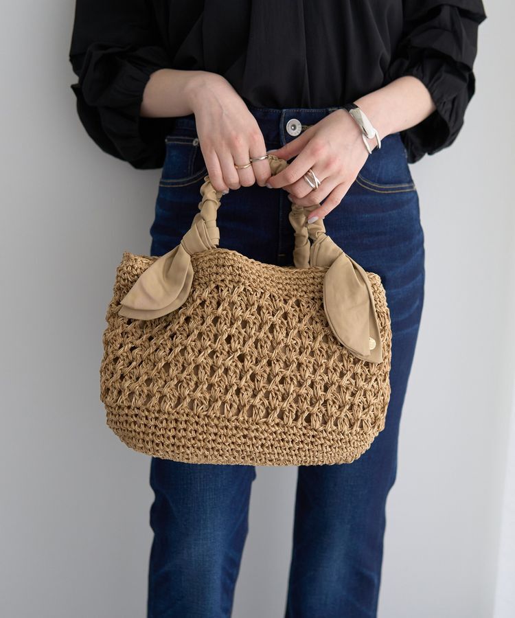 YECCA VECCA「【cache cache】リボン柄編みトート」|トートバッグ|