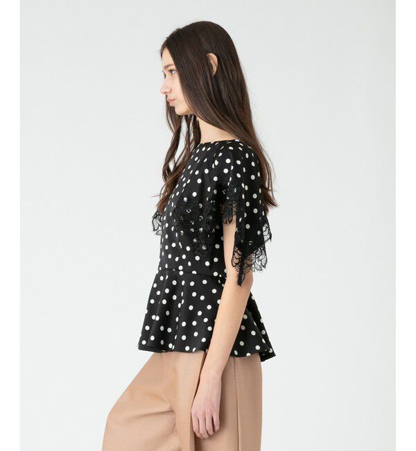 LOULOU WILLOUGHBY「【LOULOU WILLOUGHBY】サテンドットレースブラウス」|シャツ・ブラウス|