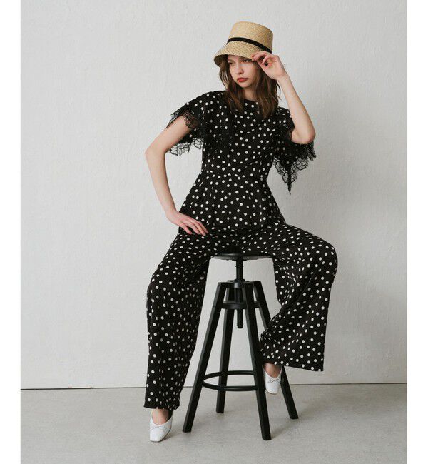 LOULOU WILLOUGHBY「【LOULOU WILLOUGHBY】サテンドットレースブラウス」|シャツ・ブラウス|