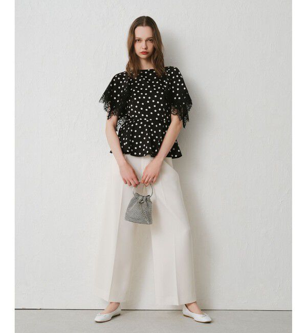 LOULOU WILLOUGHBY「【LOULOU WILLOUGHBY】サテンドットレースブラウス」|シャツ・ブラウス|