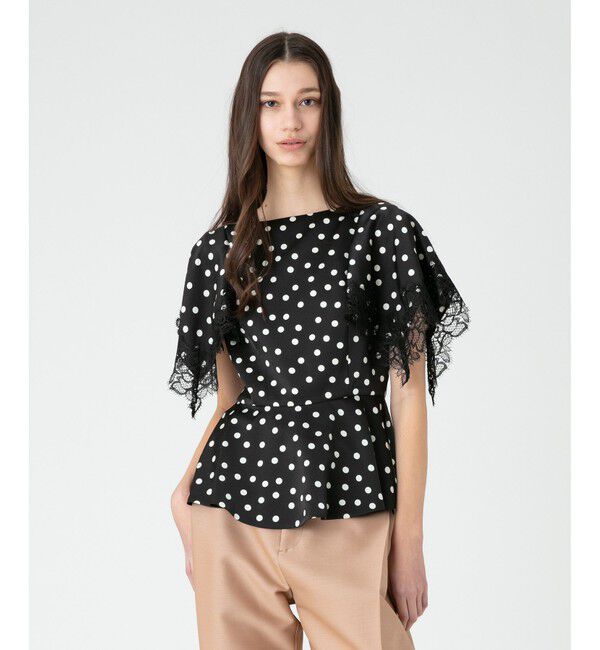 LOULOU WILLOUGHBY「【LOULOU WILLOUGHBY】サテンドットレースブラウス」|シャツ・ブラウス|
