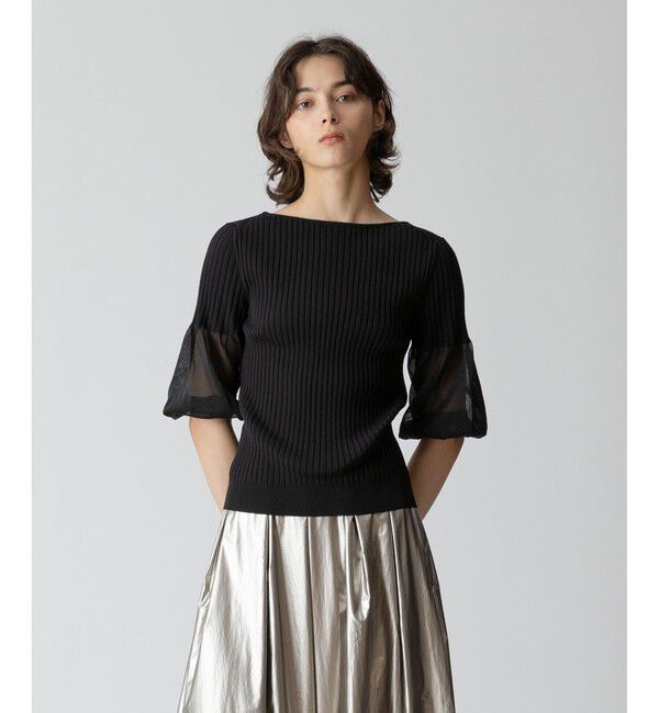 allureville「シアーランタンスリーブ プルオーバー」|その他|ブラック