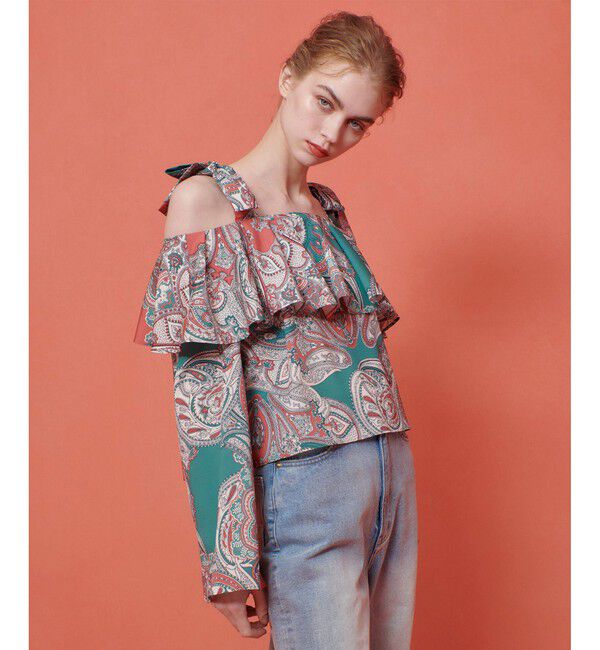 LOULOU WILLOUGHBY「【LOULOU WILLOUGHBY】RATTIペイズリーオフショルブラウス」|シャツ・ブラウス|