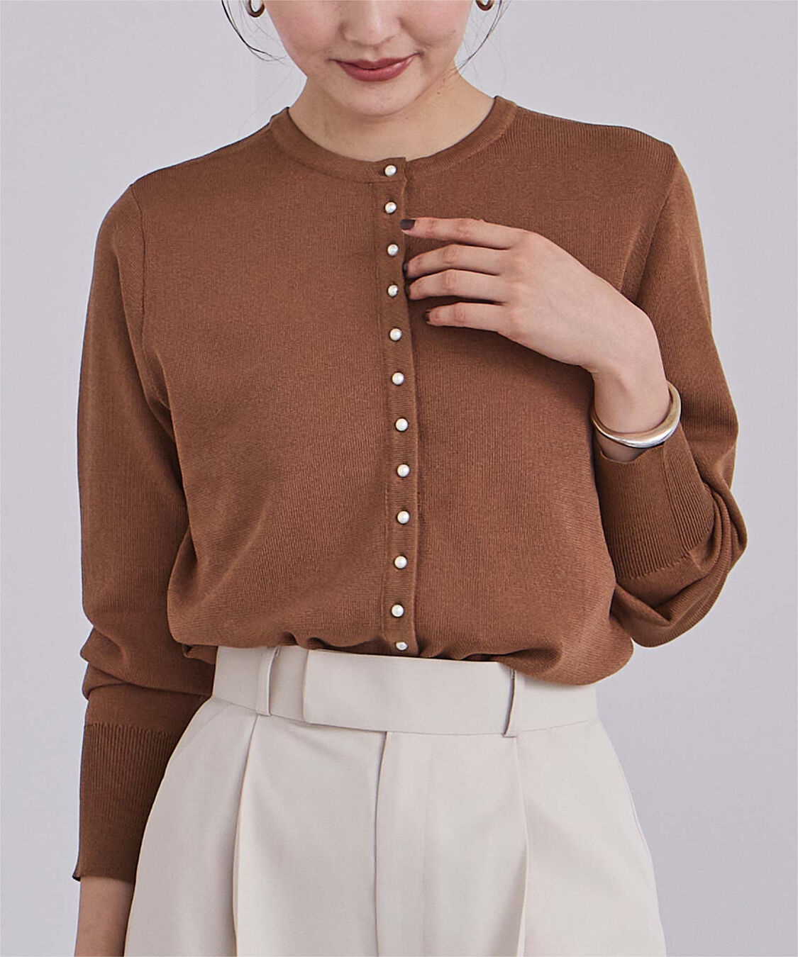 ur's「2wayパール釦ニットカーディガン」|ニット・セーター|キャメル