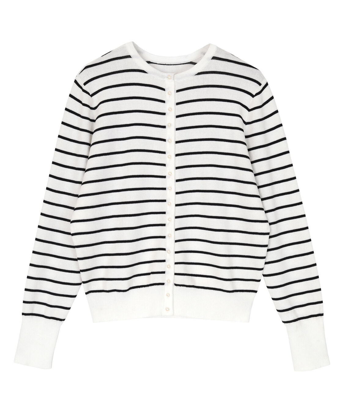 ur's「2wayパール釦ニットカーディガン」|ニット・セーター|ボーダー/ホワイト