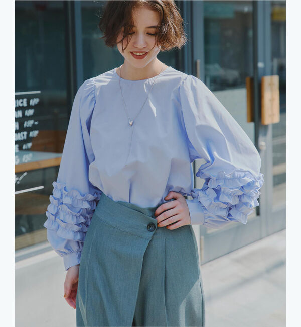 titivate「袖ﾌﾘﾙﾃﾞｻﾞｲﾝｷﾞｬｻﾞｰﾌﾞﾗｳｽ」|シャツ・ブラウス|