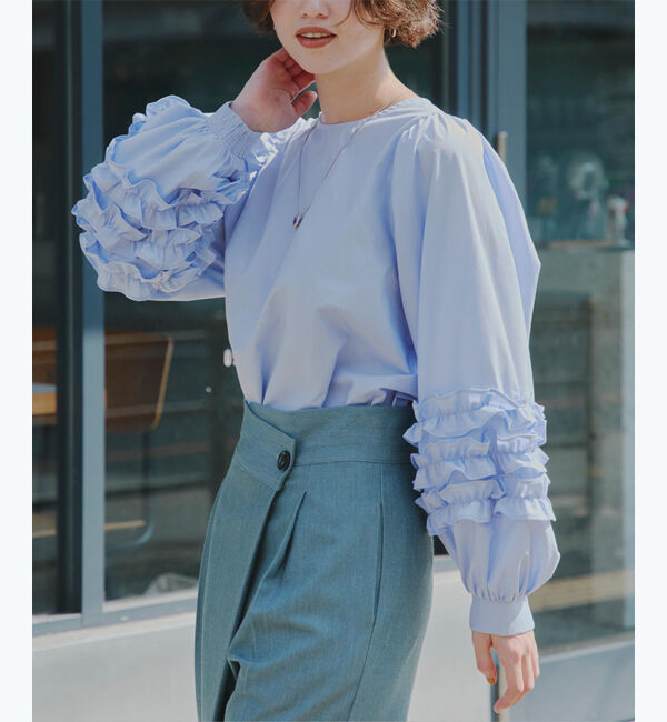 titivate「袖ﾌﾘﾙﾃﾞｻﾞｲﾝｷﾞｬｻﾞｰﾌﾞﾗｳｽ」|シャツ・ブラウス|