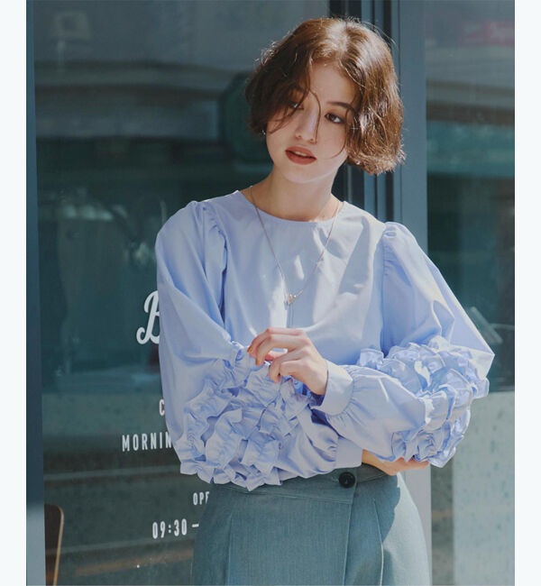 titivate「袖ﾌﾘﾙﾃﾞｻﾞｲﾝｷﾞｬｻﾞｰﾌﾞﾗｳｽ」|シャツ・ブラウス|