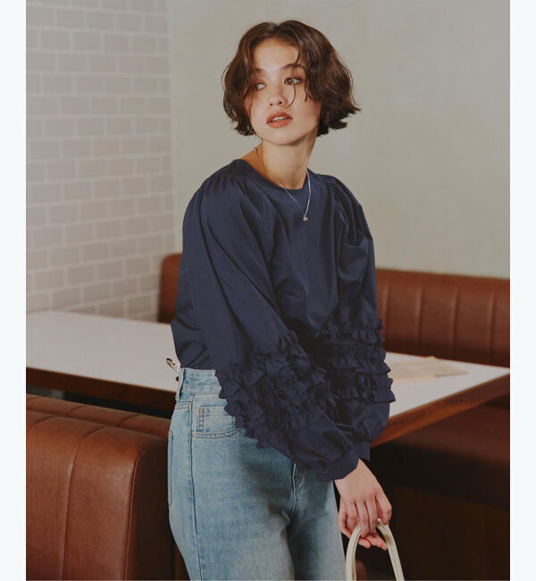 titivate「袖ﾌﾘﾙﾃﾞｻﾞｲﾝｷﾞｬｻﾞｰﾌﾞﾗｳｽ」|シャツ・ブラウス|