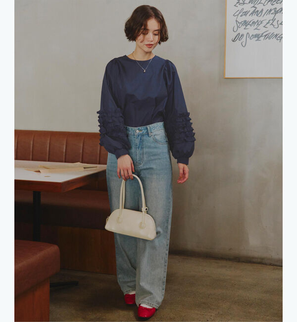 titivate「袖ﾌﾘﾙﾃﾞｻﾞｲﾝｷﾞｬｻﾞｰﾌﾞﾗｳｽ」|シャツ・ブラウス|