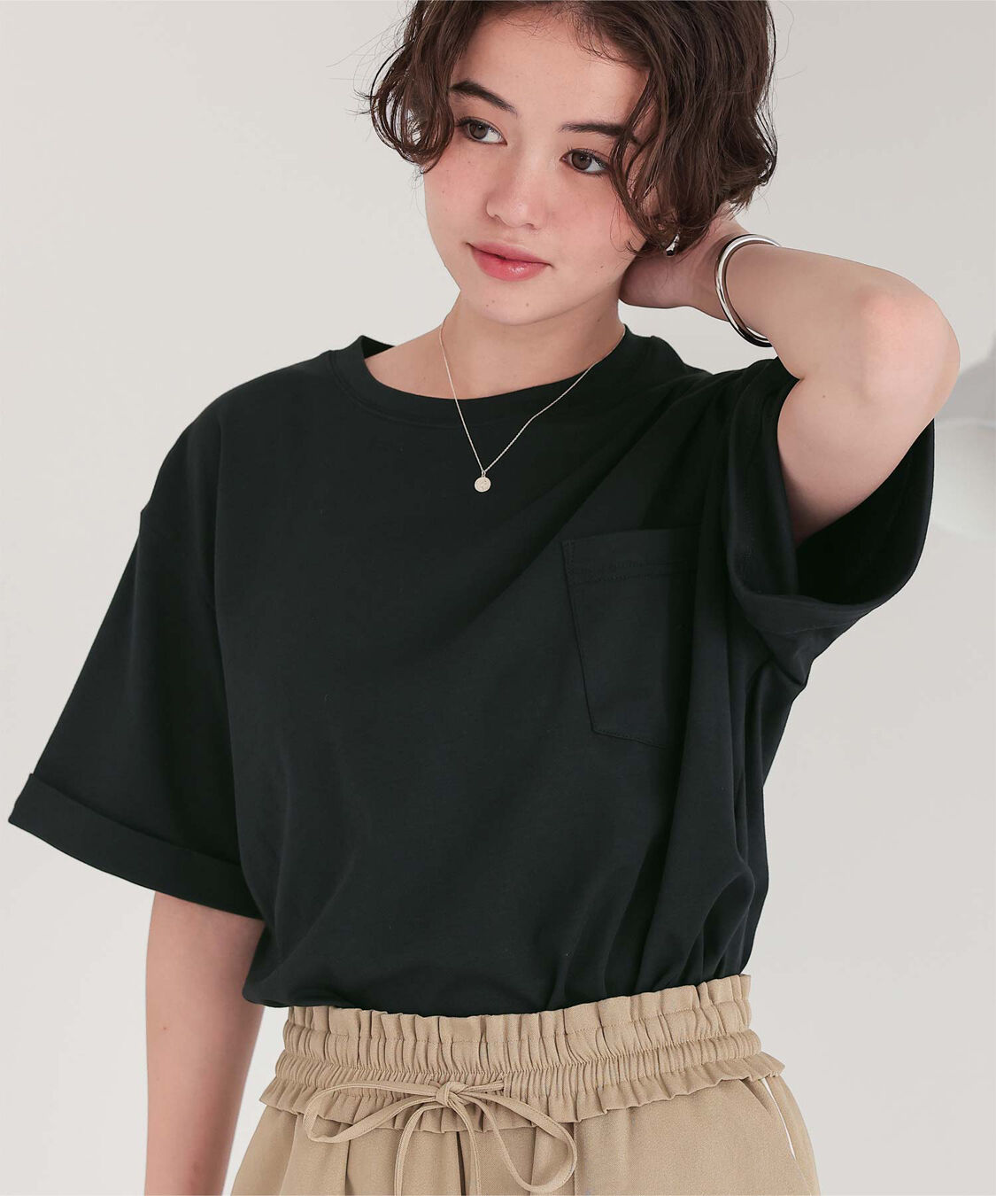 titivate「汗染み防止ポケットTシャツ」|Tシャツ・カットソー|ブラック