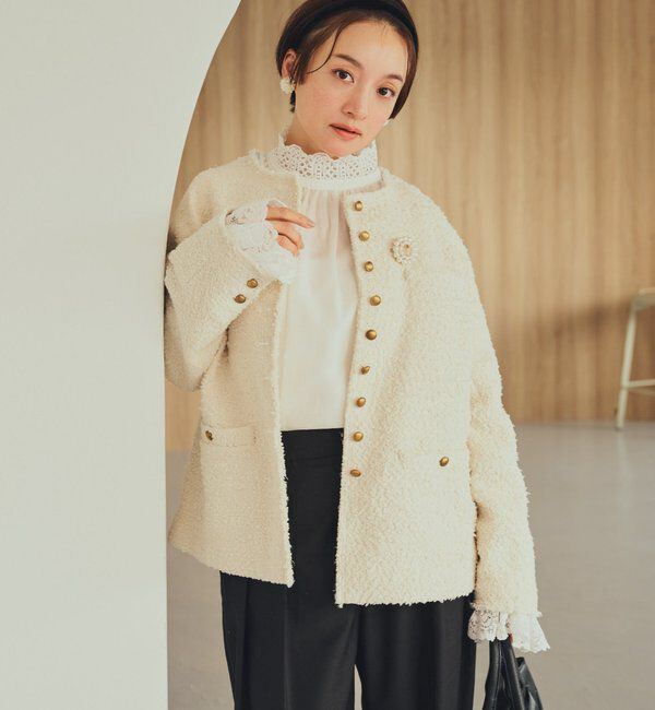  「アソートツィードノーカラージャケット」|テーラードジャケット|