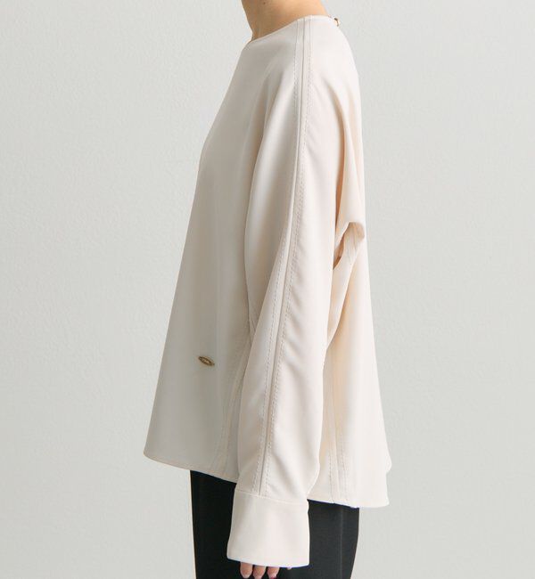  「【Du noir】ハンド風ステッチストレッチジョーゼットプルオーバー」|プルオーバー|