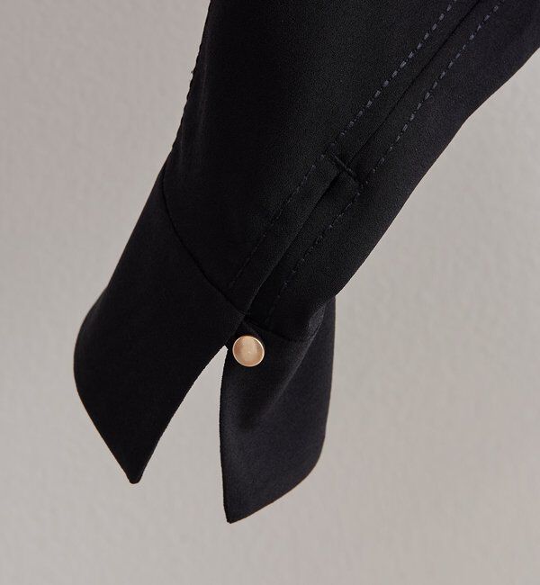  「【Du noir】ハンド風ステッチストレッチジョーゼットプルオーバー」|プルオーバー|