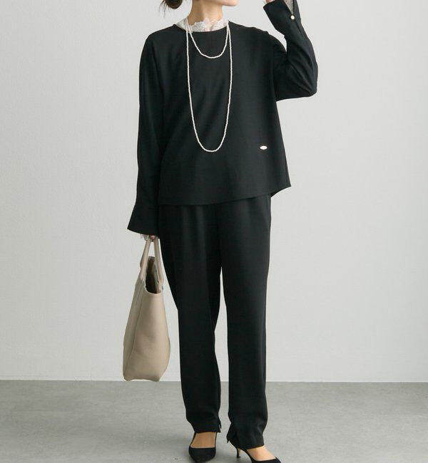  「【Du noir/セットアップ対応】ストレッチジョーゼットインスリットパンツ」|その他|