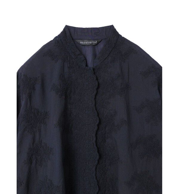 mizuiro ind「mizuiro ind レーススタンドカラーワイドシャツ」|シャツ・ブラウス|