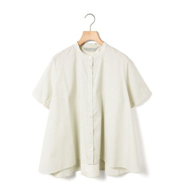 MidiUmi「MidiUmi ハーフスリーブドットAラインシャツ」|シャツ・ブラウス|キナリ&times;ネイビー