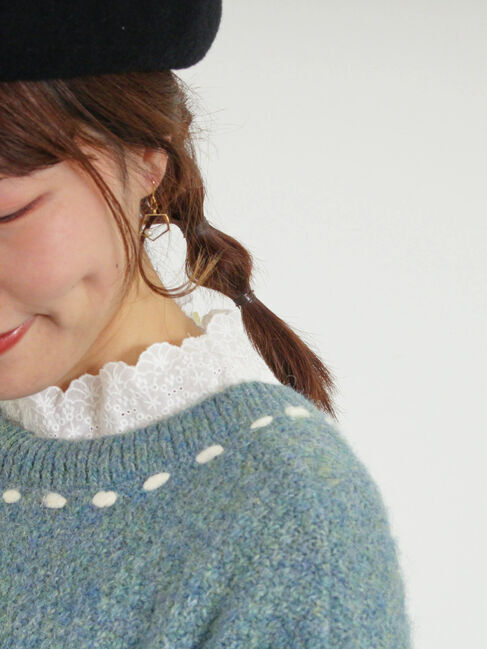 Samansa Mos2「【保湿加工】襟レースギャザーカットソー」|Tシャツ・カットソー|オフホワイト