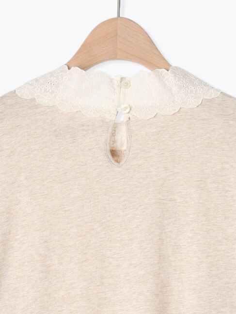 Samansa Mos2「【保湿加工】襟レースギャザーカットソー」|Tシャツ・カットソー|