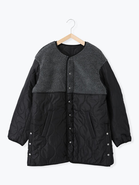 Samansa Mos2 blue「ボアキルトコンビリバーシブルコート」|ブルゾン・スタジャン|