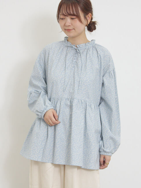 Samansa Mos2「花柄フリルカラーブラウス」|シャツ・ブラウス|