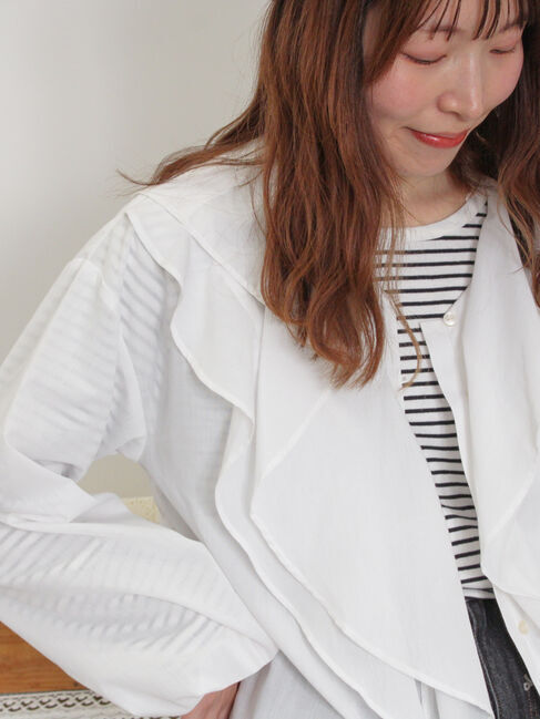 Samansa Mos2「フレアカラーブラウス」|シャツ・ブラウス|オフホワイト