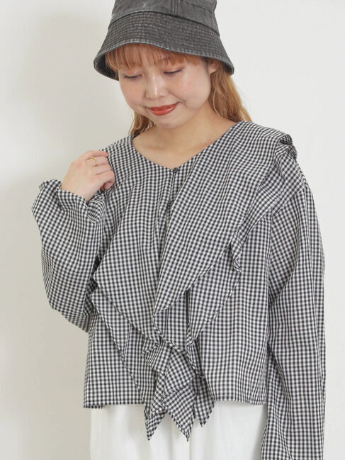 Samansa Mos2「フレアカラーブラウス」|シャツ・ブラウス|