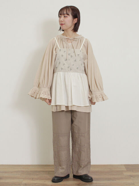 Samansa Mos2「袖口レーススキッパーチュニックブラウス」|シャツ・ブラウス|