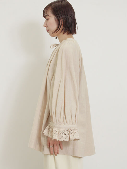 Samansa Mos2「袖口レーススキッパーチュニックブラウス」|シャツ・ブラウス|