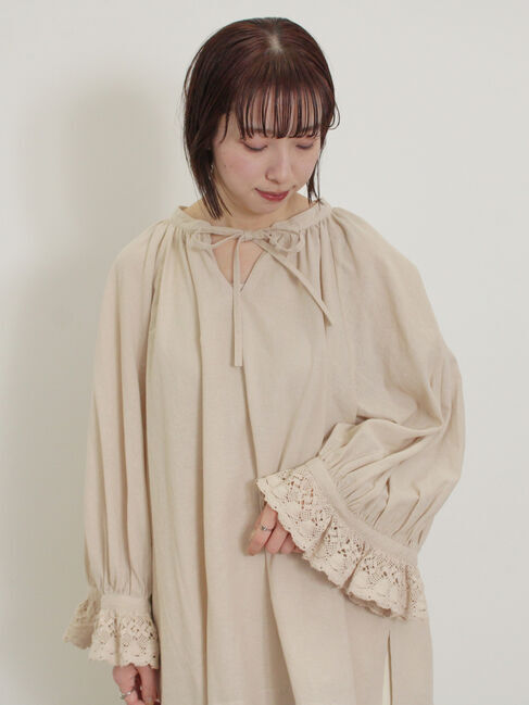Samansa Mos2「袖口レーススキッパーチュニックブラウス」|シャツ・ブラウス|キナリ
