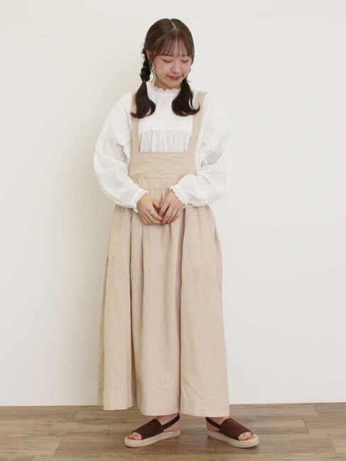 Samansa Mos2「【Cross&times;Linen】ジャンスカ」|ワンピース|