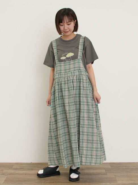 Samansa Mos2「【Cross&times;Linen】ジャンスカ」|ワンピース|