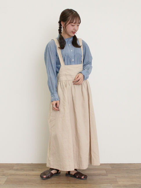 Samansa Mos2「【Cross&times;Linen】ジャンスカ」|ワンピース|