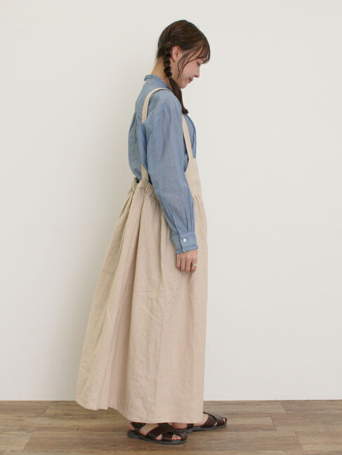 Samansa Mos2「【Cross&times;Linen】ジャンスカ」|ワンピース|