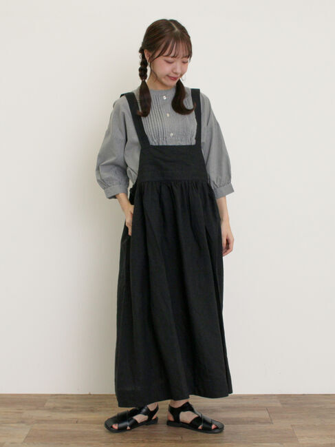 Samansa Mos2「【Cross&times;Linen】ジャンスカ」|ワンピース|