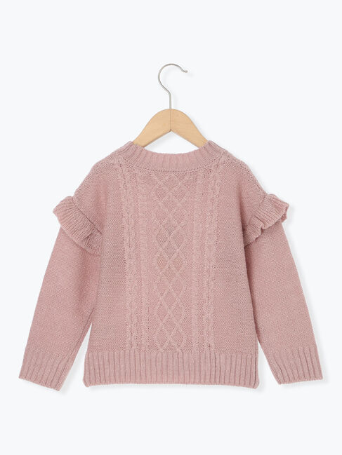 Samansa Mos2 Lagom「【マシンウォッシャブル】肩フリルケーブル編みニット」|ニット・セーター|