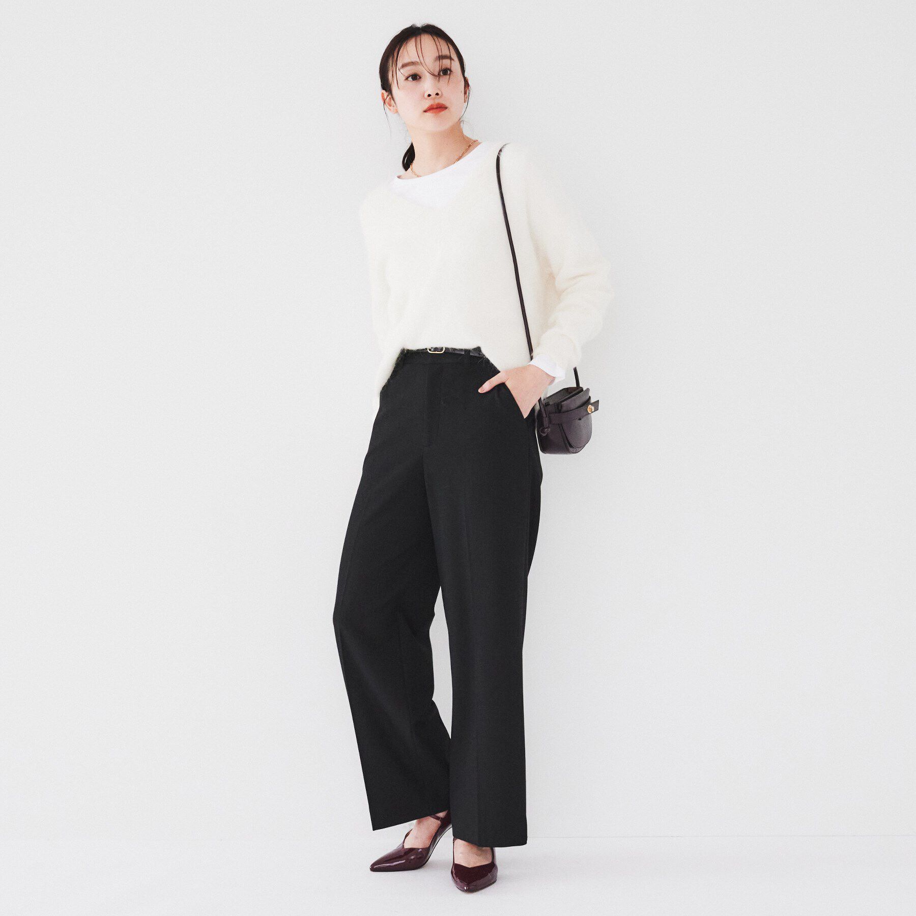 UNTITLED「【裏起毛/後ろウエストゴム/日本製】タックなしフルレングスワイドパンツ」|その他|