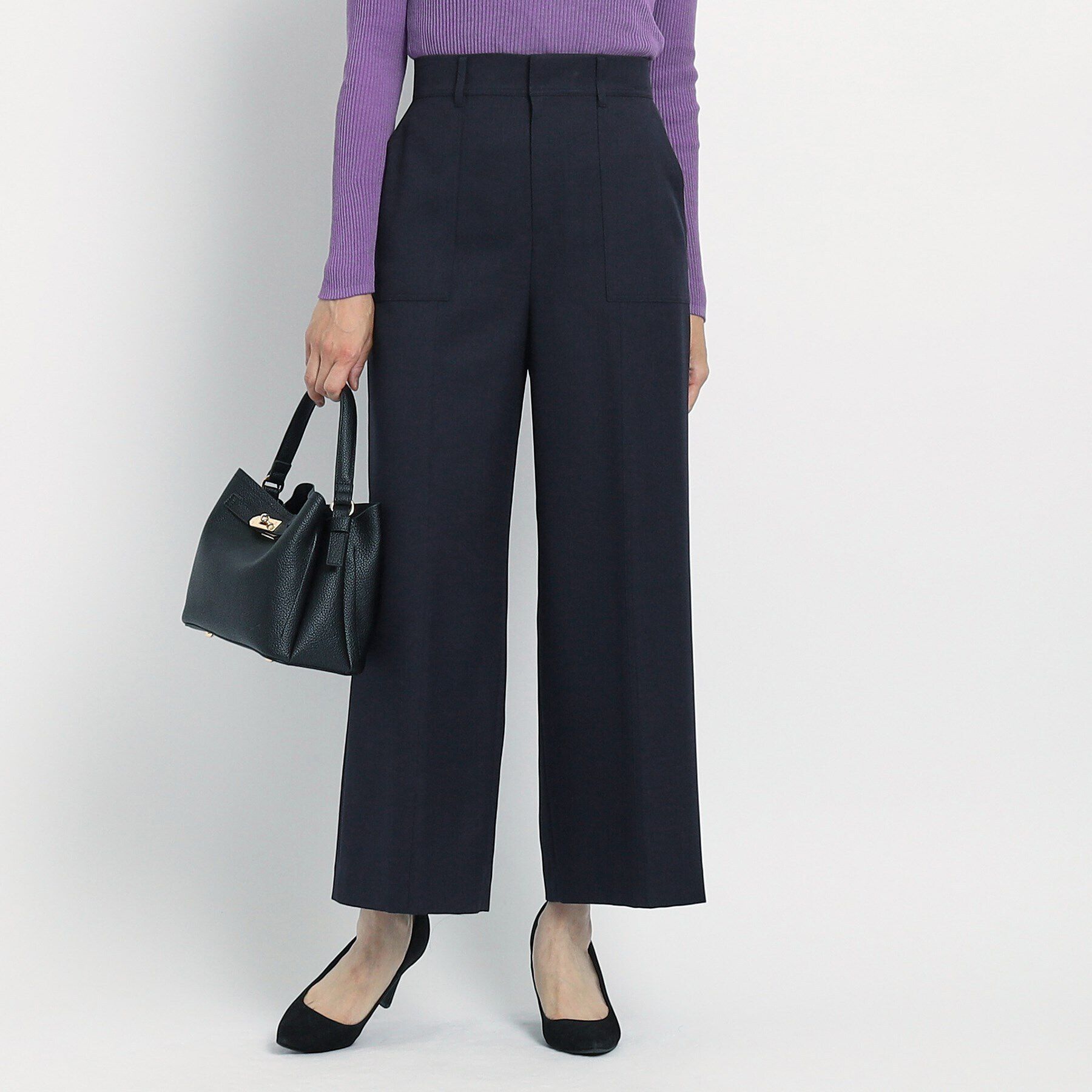 COUP DE CHANCE「【洗える／ストレートワイドのシルエット】カジュアルすぎない！キレイめカーゴ風パンツ」|その他|ネイビー(094)