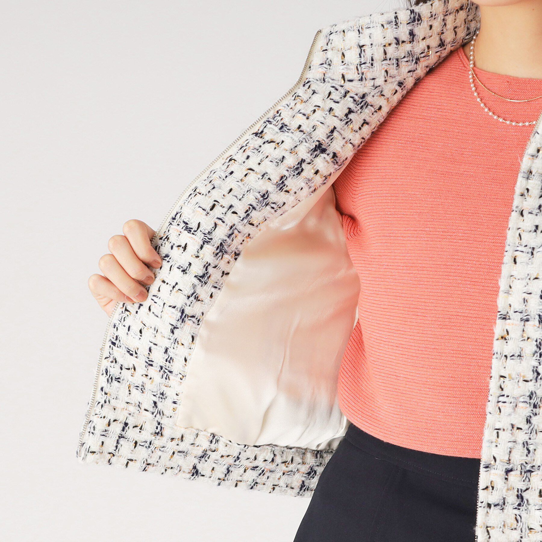 COUP DE CHANCE「華やかなツイードブルゾン」|ブルゾン・スタジャン|