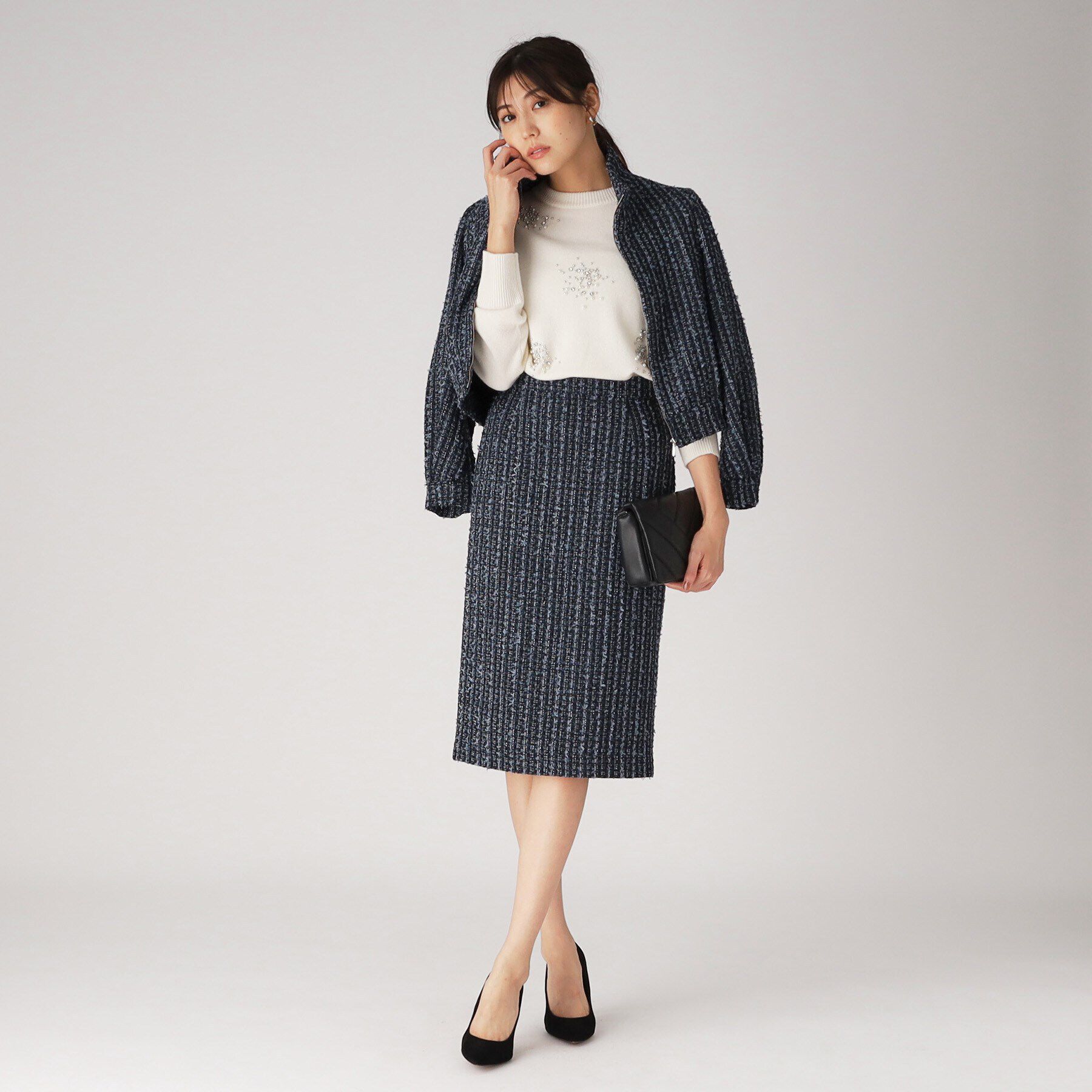 COUP DE CHANCE「華やかなツイードブルゾン」|ブルゾン・スタジャン|