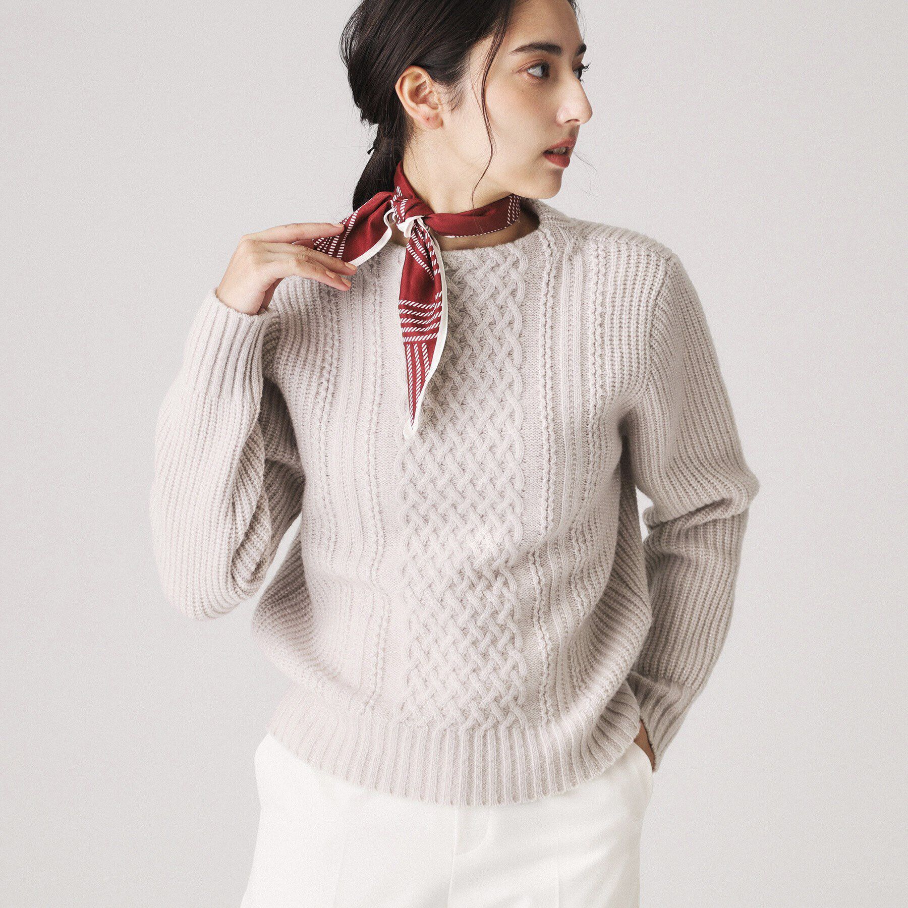 COUP DE CHANCE「【洗える／日本製】カジュアル過ぎない！大人のケーブルニットプルオーバー」|ニット・セーター|