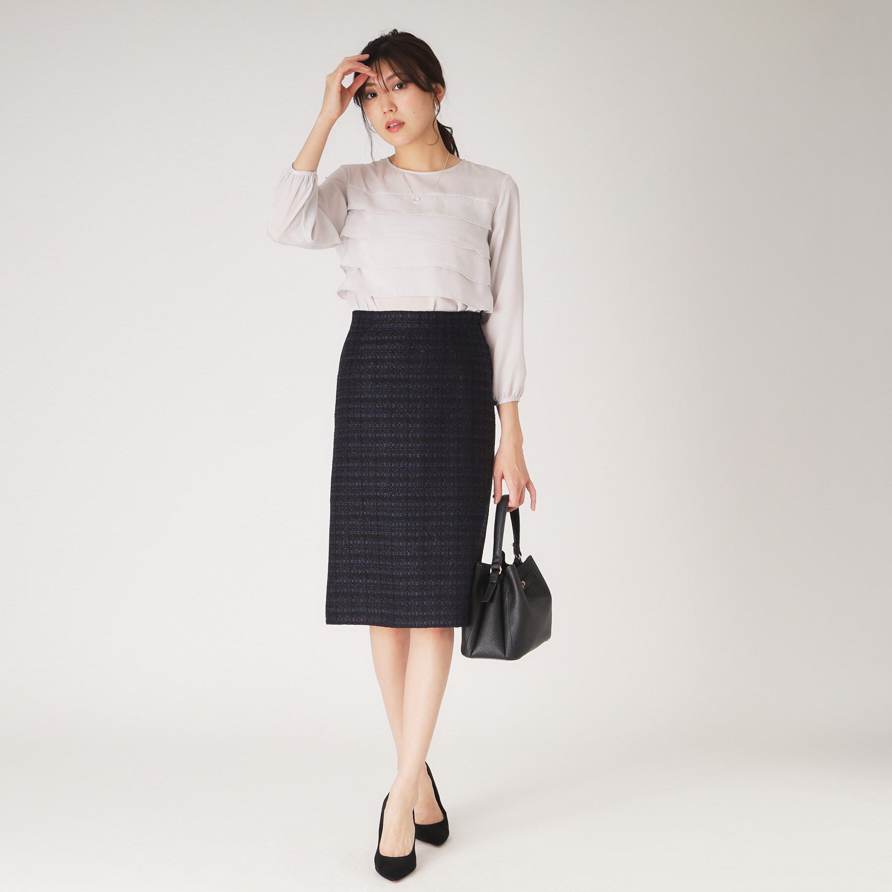 COUP DE CHANCE「【日本製】ファンシーツィードのセミAラインスカート」|スカート|