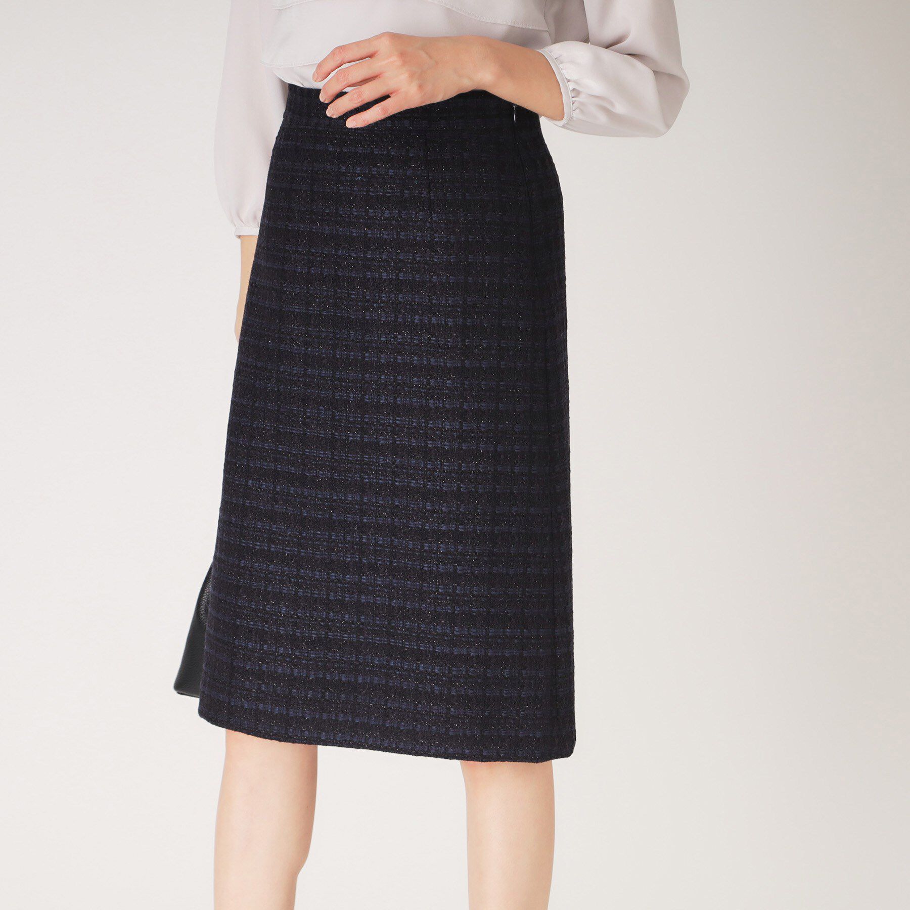 COUP DE CHANCE「【日本製】ファンシーツィードのセミAラインスカート」|スカート|ネイビー(494)
