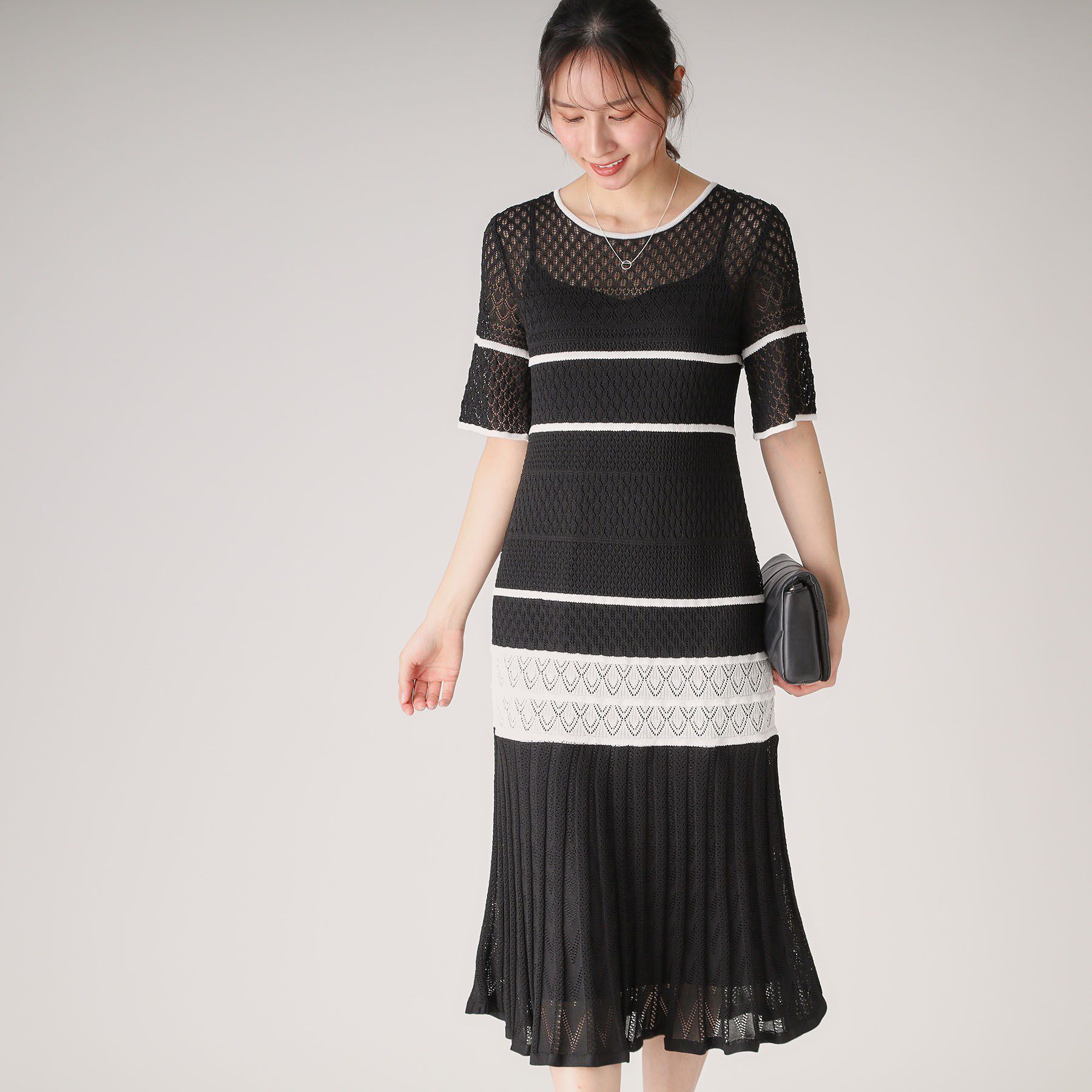 COUP DE CHANCE「【洗える／日本製】レース編みニットドレス」|ワンピース|
