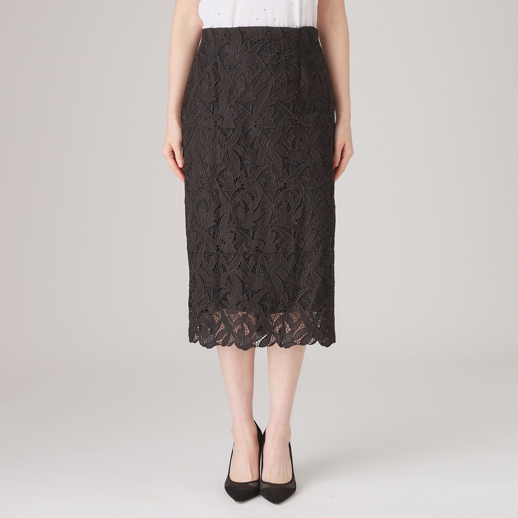 COUP DE CHANCE「【レース／セットアップ可】ストレートシルエットのスカート」|スカート|