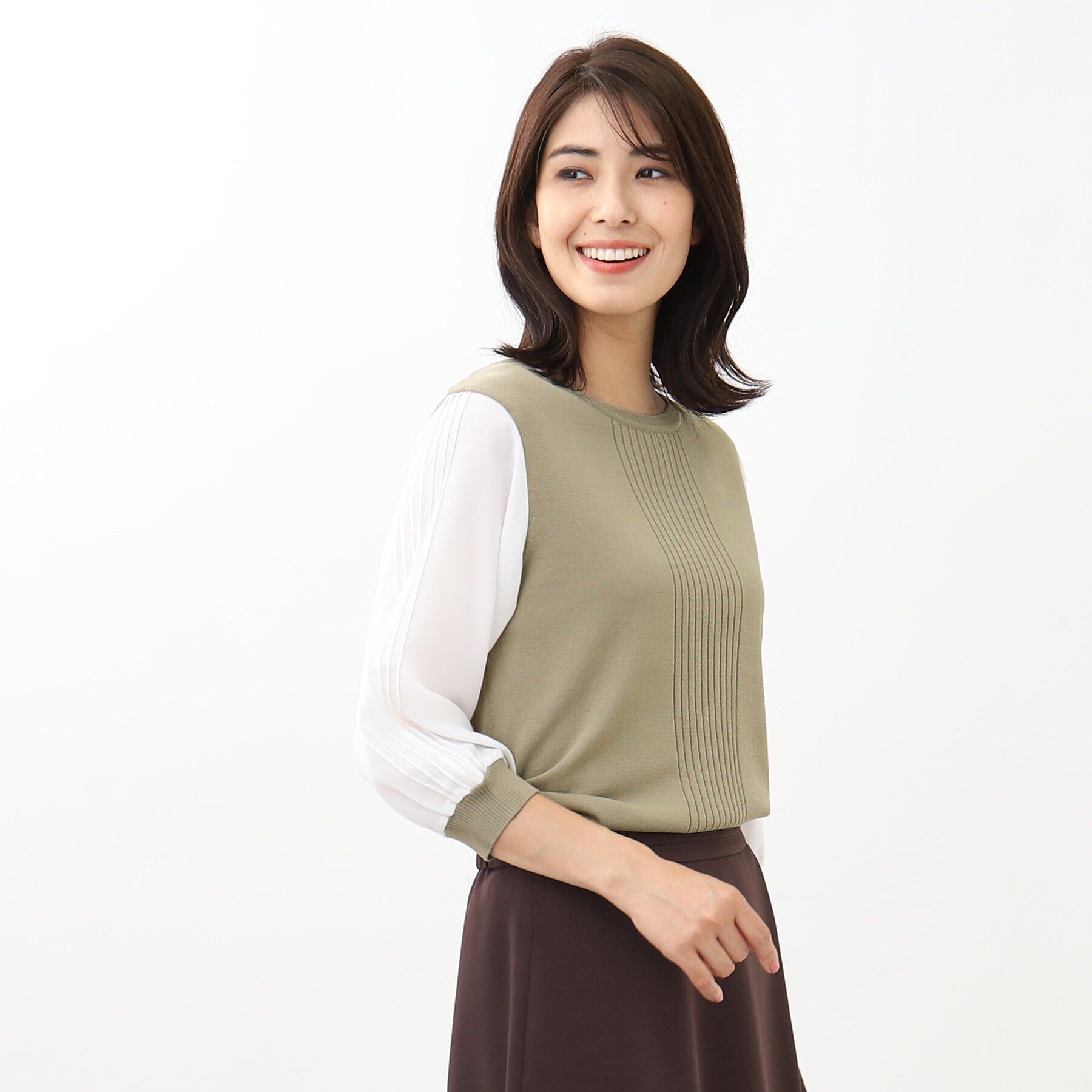 Reflect「【WEB限定カラーあり／UVカット／接触冷感／洗える／涼しく着られる】シフォンスリーブニット」|ニット・セーター|