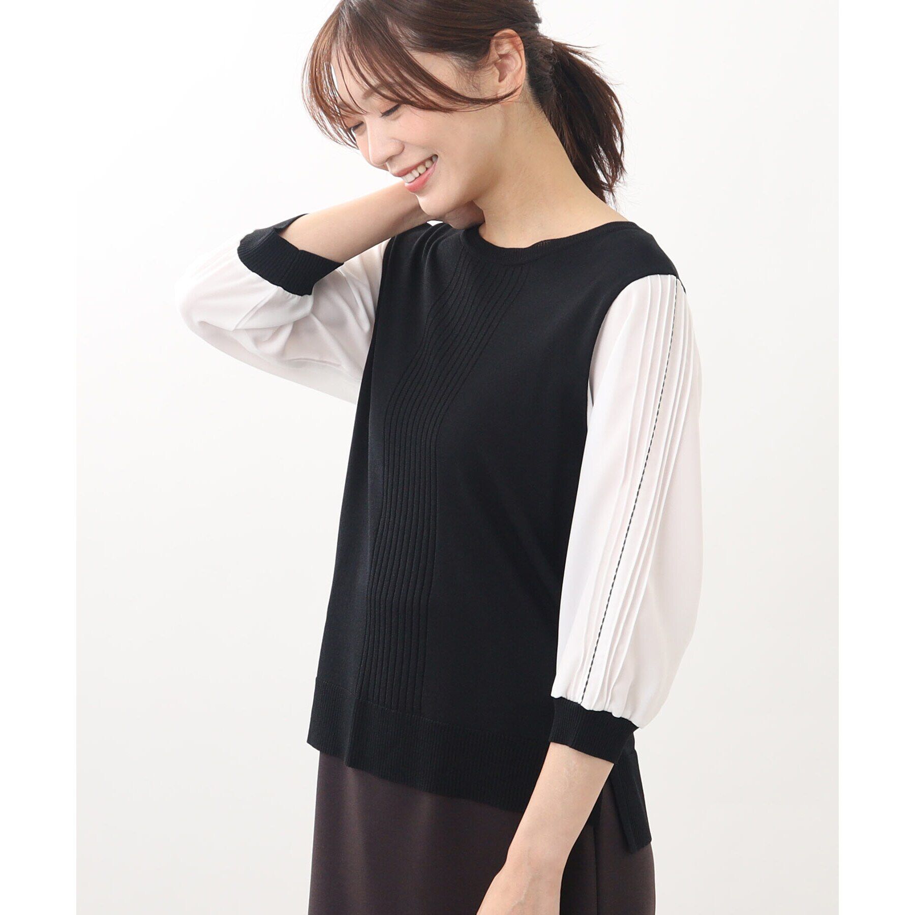 Reflect「【WEB限定カラーあり／UVカット／接触冷感／洗える／涼しく着られる】シフォンスリーブニット」|ニット・セーター|