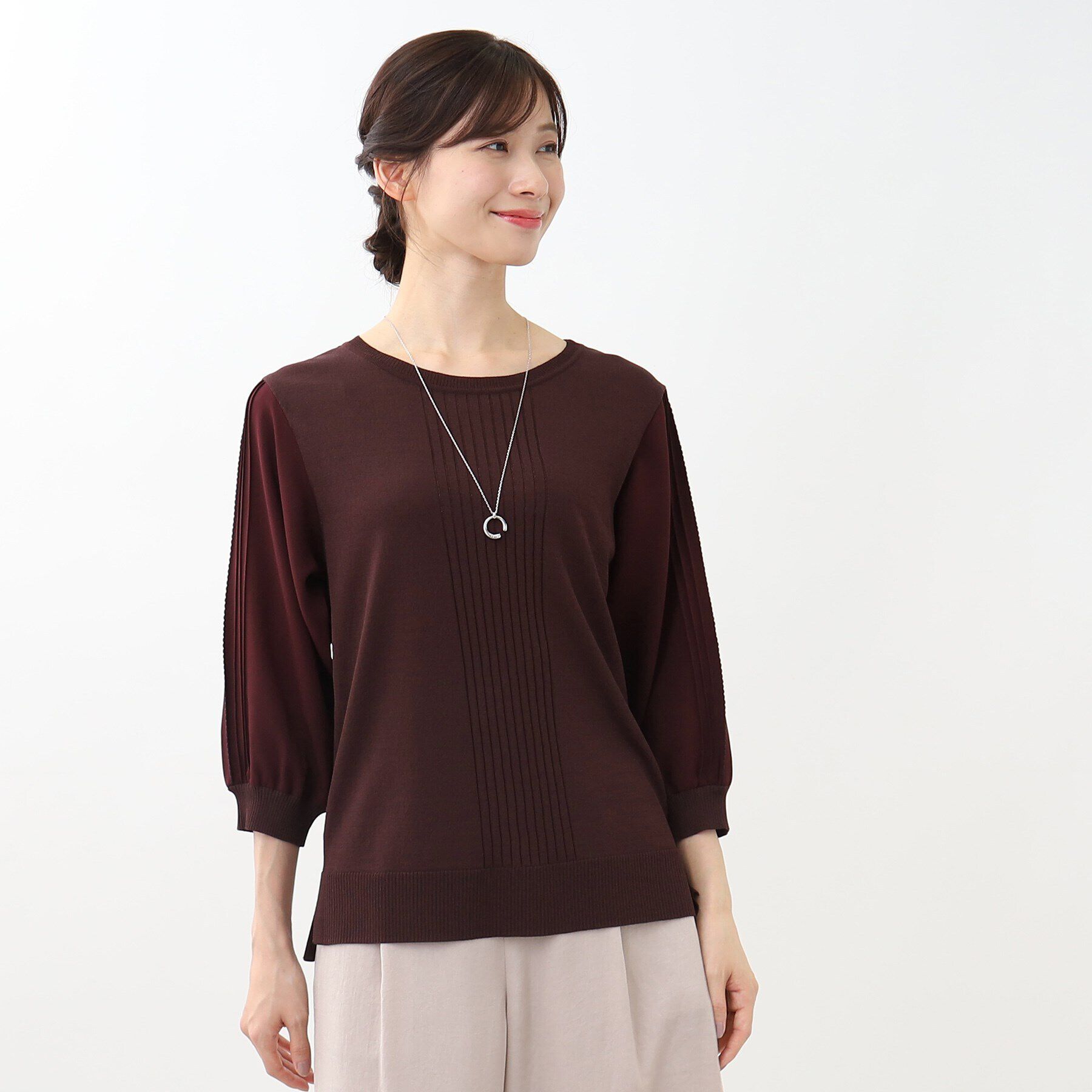 Reflect「【WEB限定カラーあり／UVカット／接触冷感／洗える／涼しく着られる】シフォンスリーブニット」|ニット・セーター|